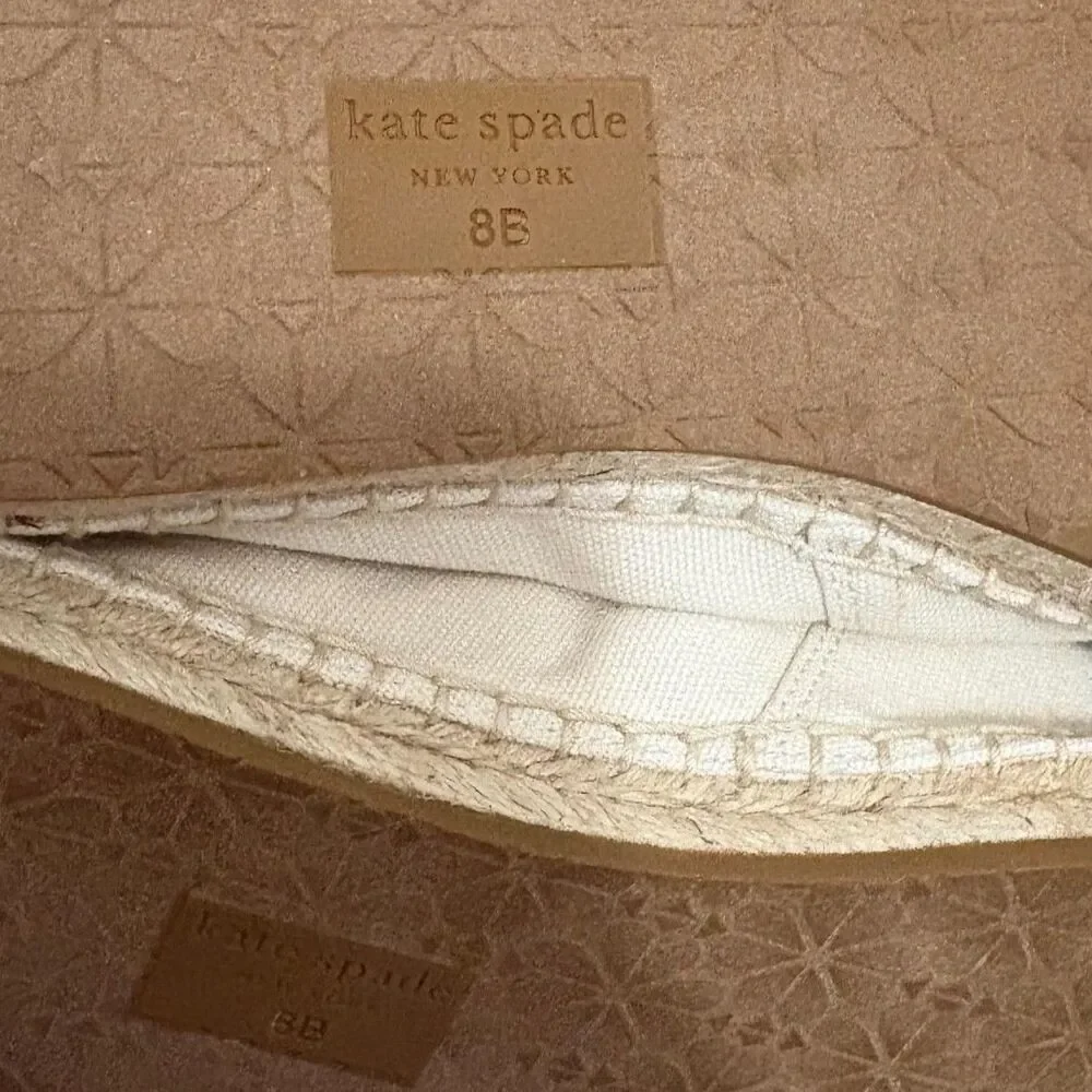 Kate Spade Garden Giraffe Espadrilles Cream Canvas Pink Novelty Applique Size 8B